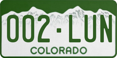 CO license plate 002LUN