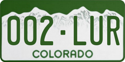CO license plate 002LUR