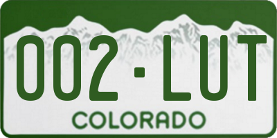 CO license plate 002LUT
