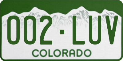 CO license plate 002LUV