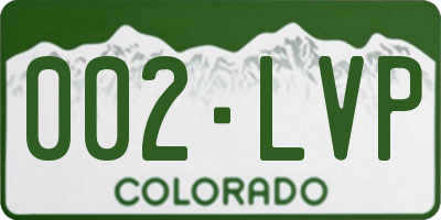 CO license plate 002LVP