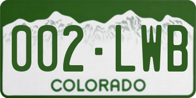 CO license plate 002LWB