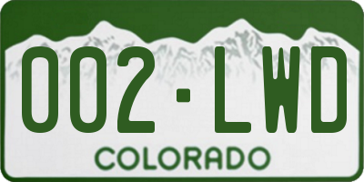 CO license plate 002LWD
