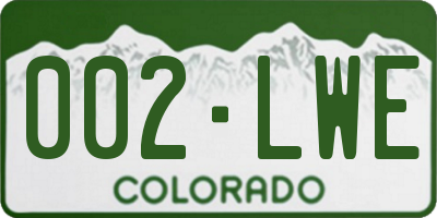 CO license plate 002LWE