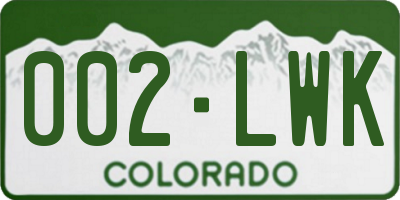 CO license plate 002LWK