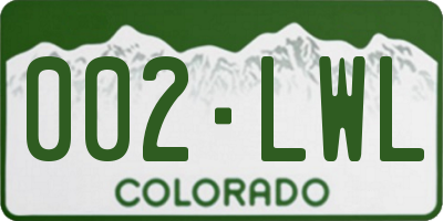 CO license plate 002LWL