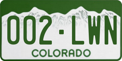 CO license plate 002LWN