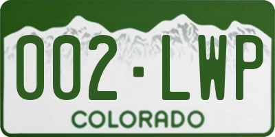 CO license plate 002LWP