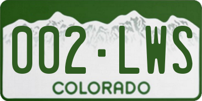 CO license plate 002LWS