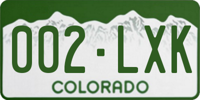 CO license plate 002LXK