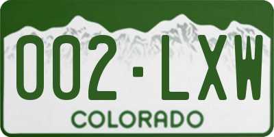 CO license plate 002LXW