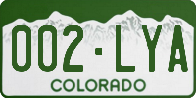 CO license plate 002LYA