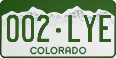 CO license plate 002LYE