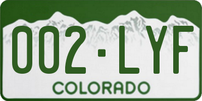 CO license plate 002LYF