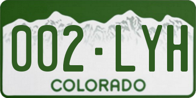 CO license plate 002LYH