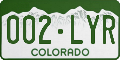 CO license plate 002LYR