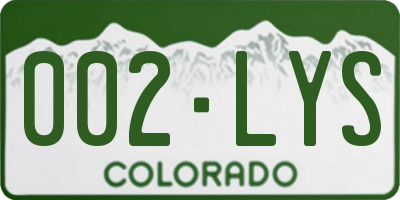 CO license plate 002LYS