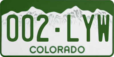 CO license plate 002LYW