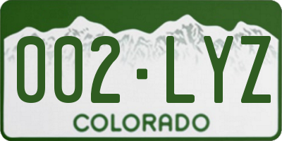CO license plate 002LYZ