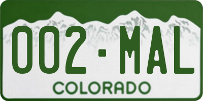 CO license plate 002MAL