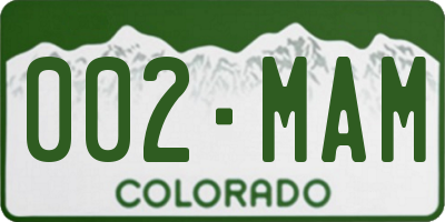 CO license plate 002MAM