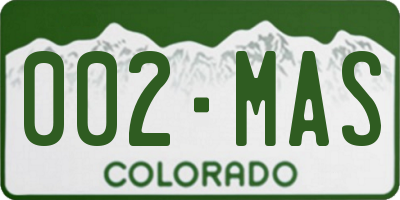 CO license plate 002MAS
