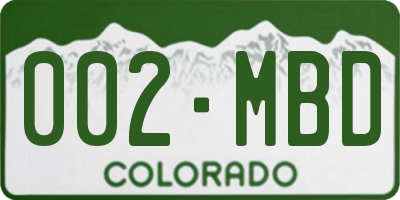 CO license plate 002MBD