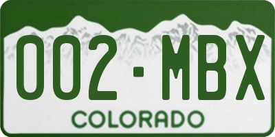 CO license plate 002MBX