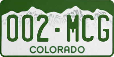 CO license plate 002MCG