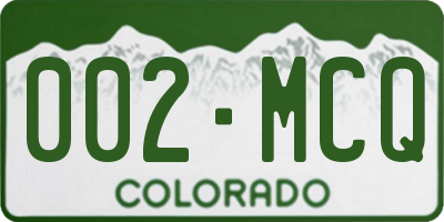 CO license plate 002MCQ