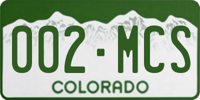 CO license plate 002MCS