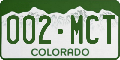 CO license plate 002MCT