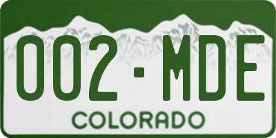 CO license plate 002MDE