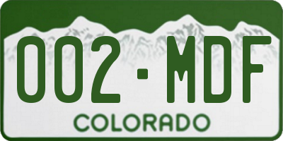 CO license plate 002MDF