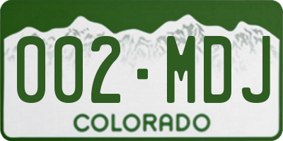 CO license plate 002MDJ