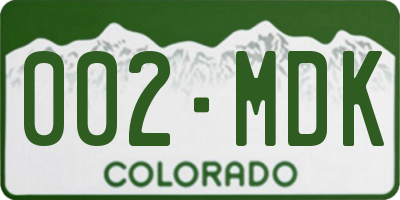 CO license plate 002MDK