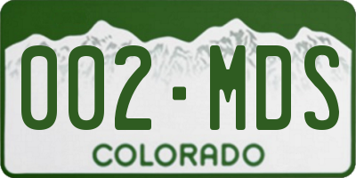 CO license plate 002MDS
