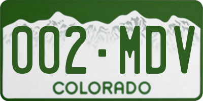 CO license plate 002MDV