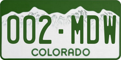 CO license plate 002MDW