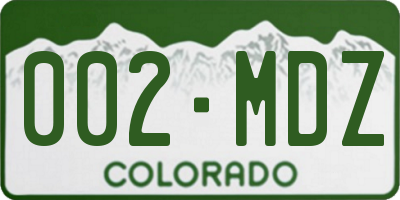 CO license plate 002MDZ