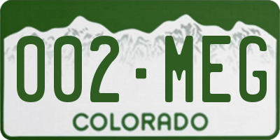CO license plate 002MEG
