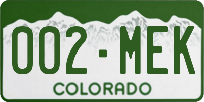 CO license plate 002MEK