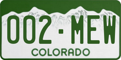 CO license plate 002MEW