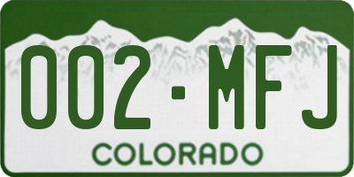 CO license plate 002MFJ