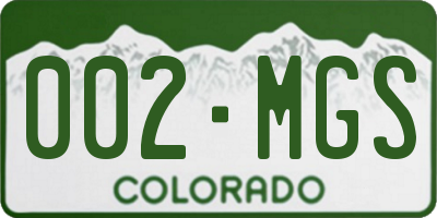 CO license plate 002MGS