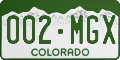 CO license plate 002MGX
