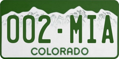 CO license plate 002MIA