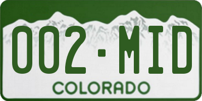 CO license plate 002MID
