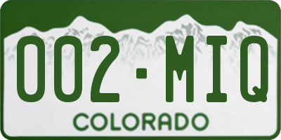 CO license plate 002MIQ