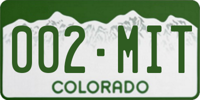CO license plate 002MIT
